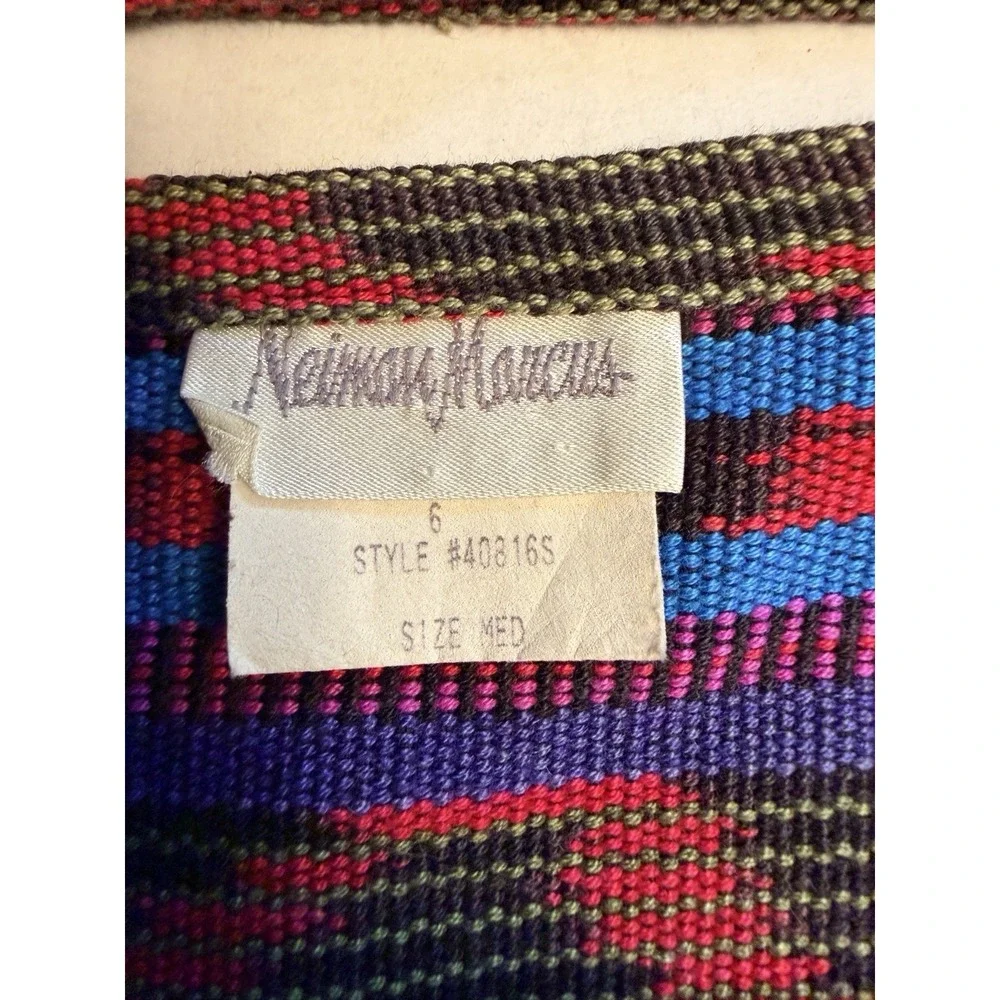 Vintage Neiman Marcus Size 6 Med Cotton Leather Aztec Wrap Skirt Boho USA Made